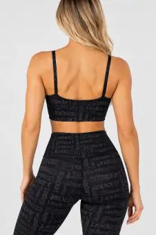 Top Fitness Feminino Preto Estampado de Alcinha 