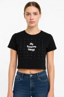 BLUSA VISCOLYCRA COM APLIQUE - Código 8000-25